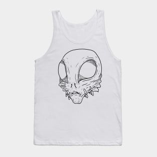 Scary Alien Monster Horror Black Lineart Tank Top